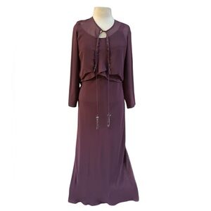 Ursula of Switzerland Long Dress Flutter Jacket Size 12 Beaded Wedding Guest